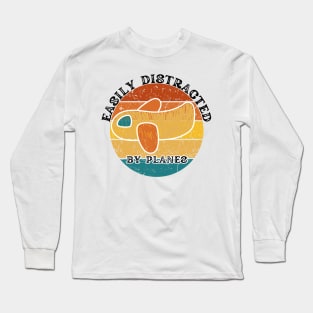 Easily Distracted By Airplanes Long Sleeve T-Shirt